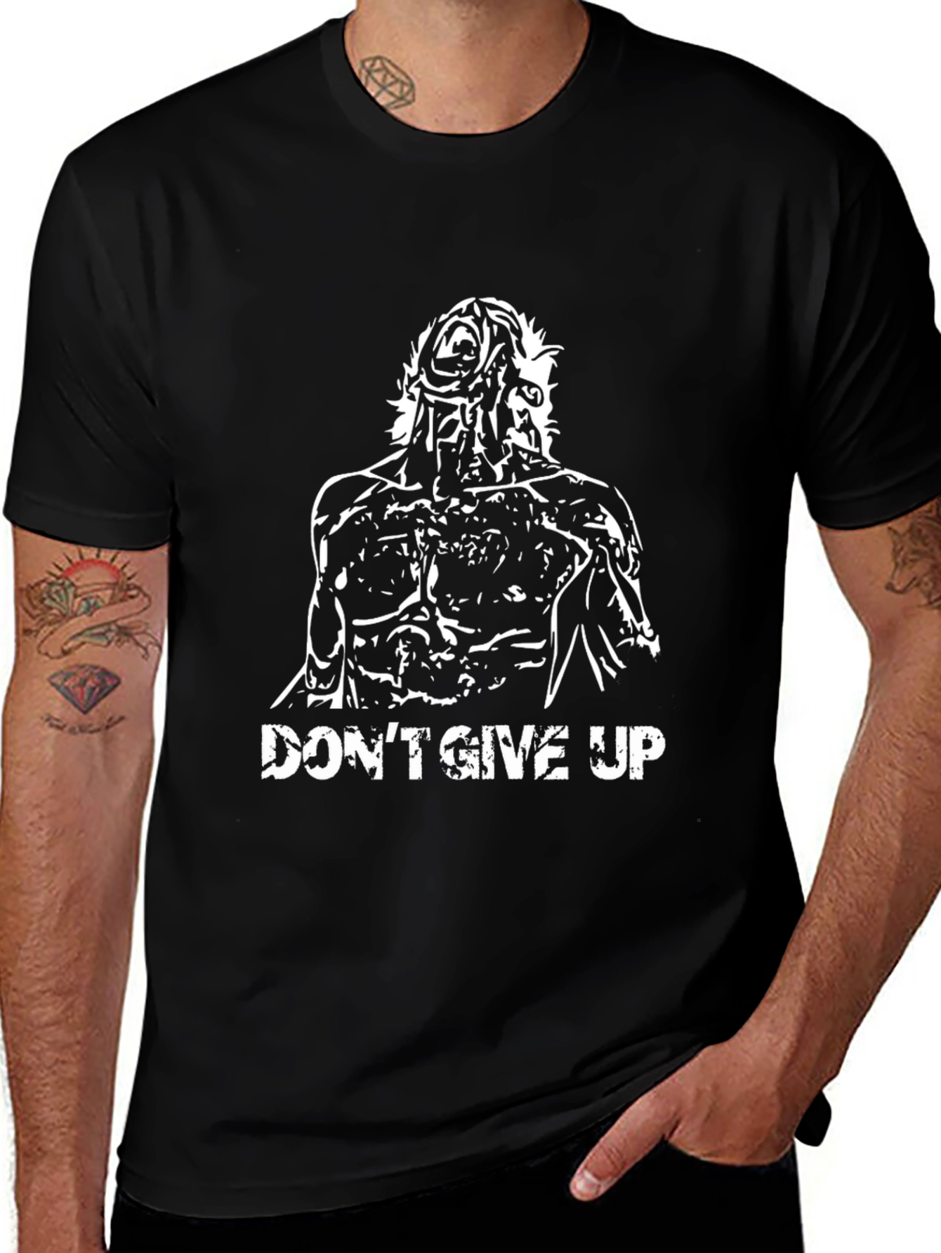 Dont Give Up Graphic Tee - Motivational Black T-Shirt