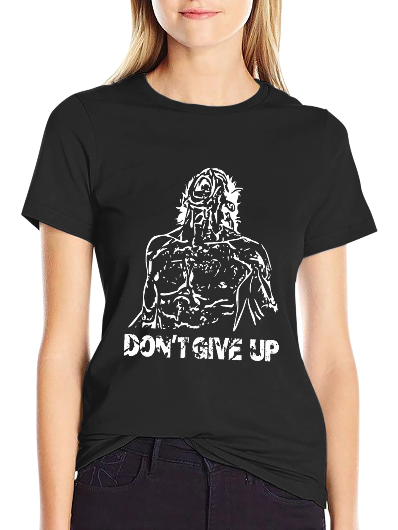 Dont Give Up Graphic Tee - Motivational Black T-Shirt