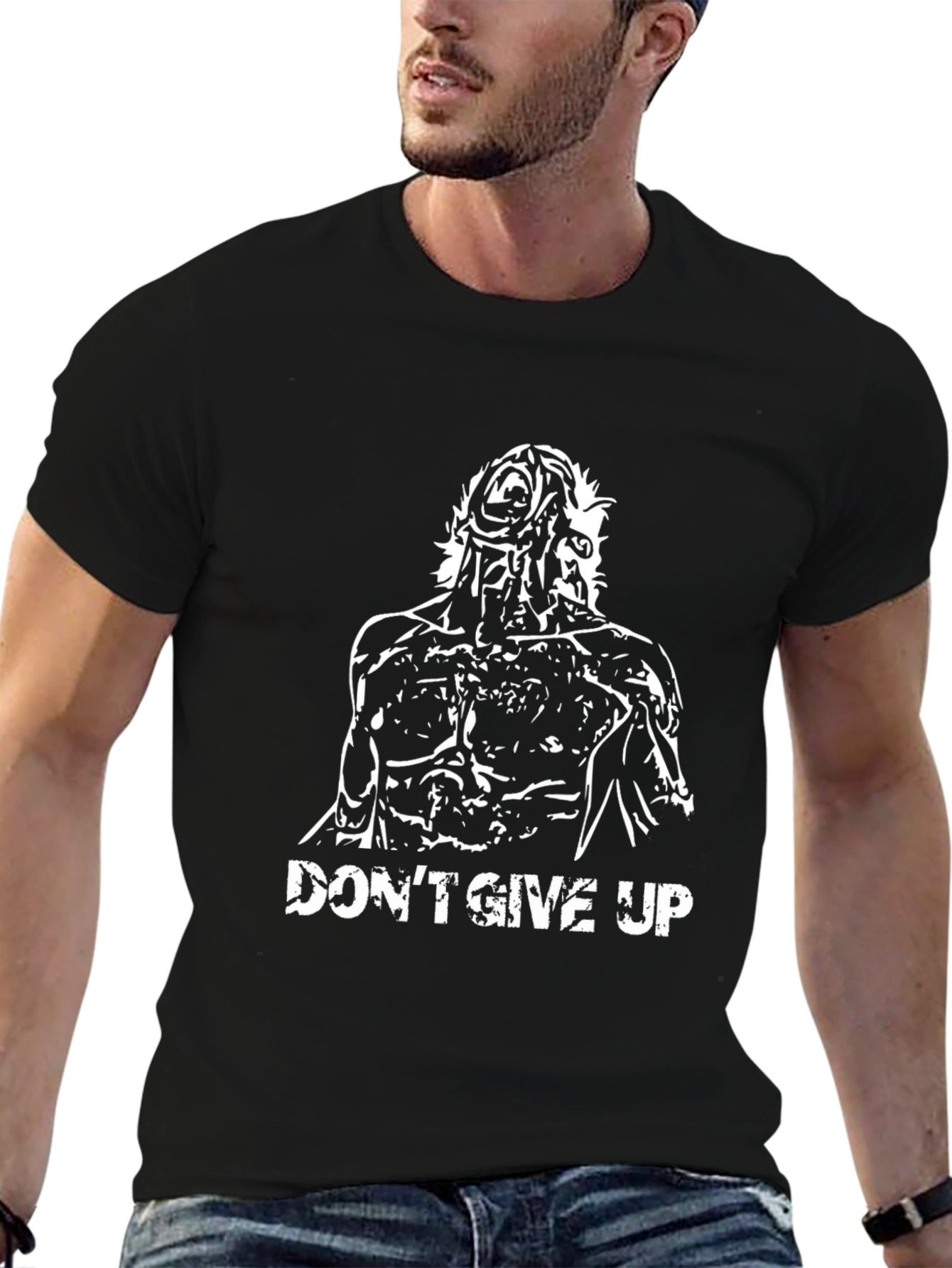 Dont Give Up Graphic Tee - Motivational Black T-Shirt