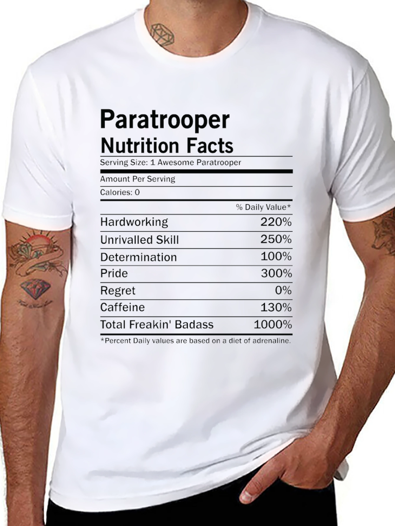 Paratrooper Nutrition Facts Graphic T-Shirt