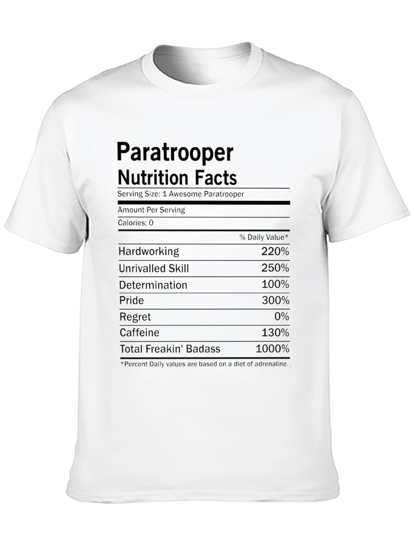 Paratrooper Nutrition Facts Graphic T-Shirt