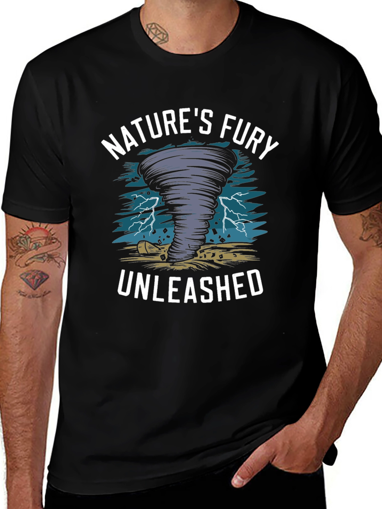 Natures Fury Unleashed Black Graphic T-Shirt