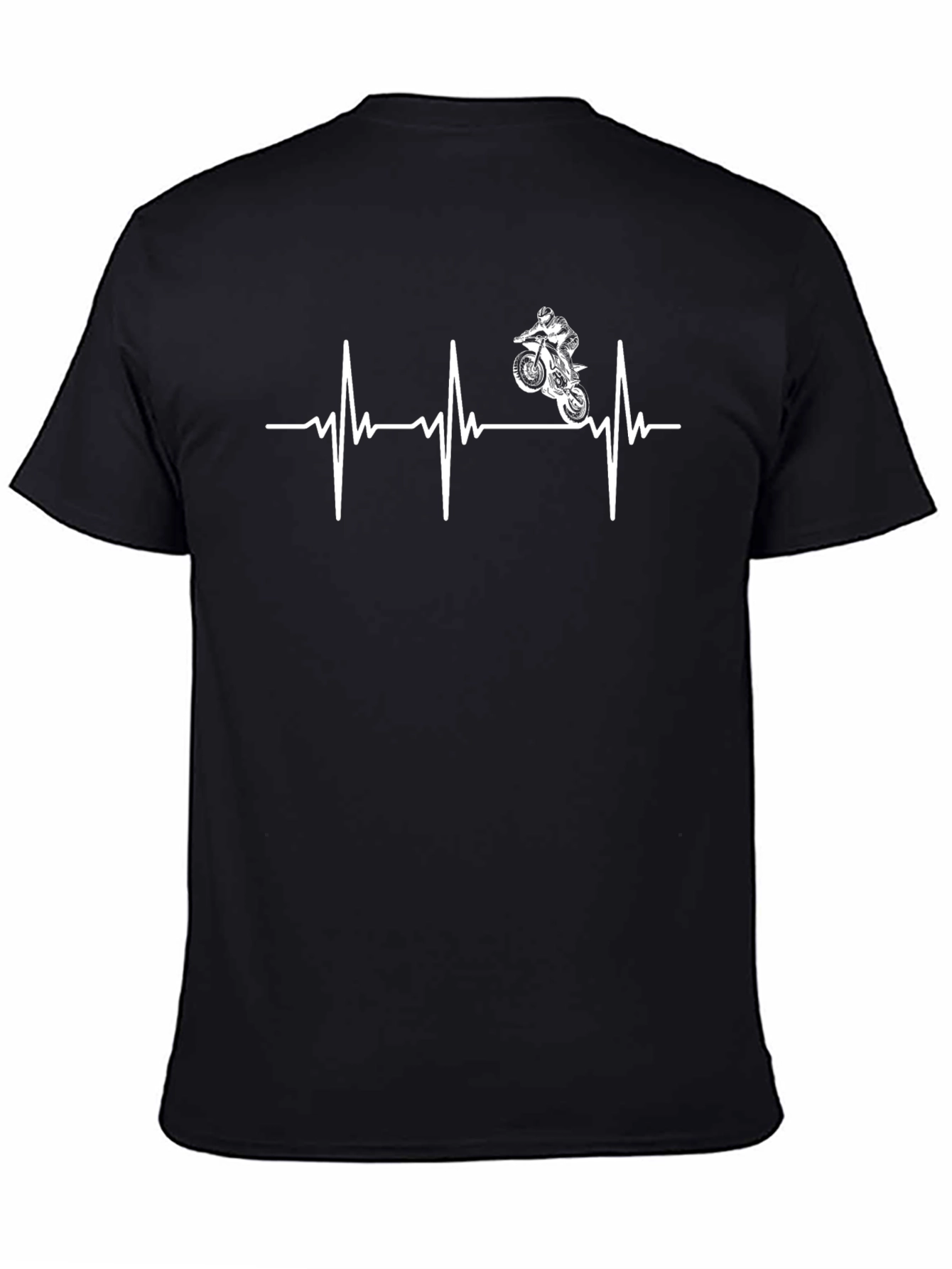 Motocross Heartbeat T-Shirt - Black Cotton Graphic Tee