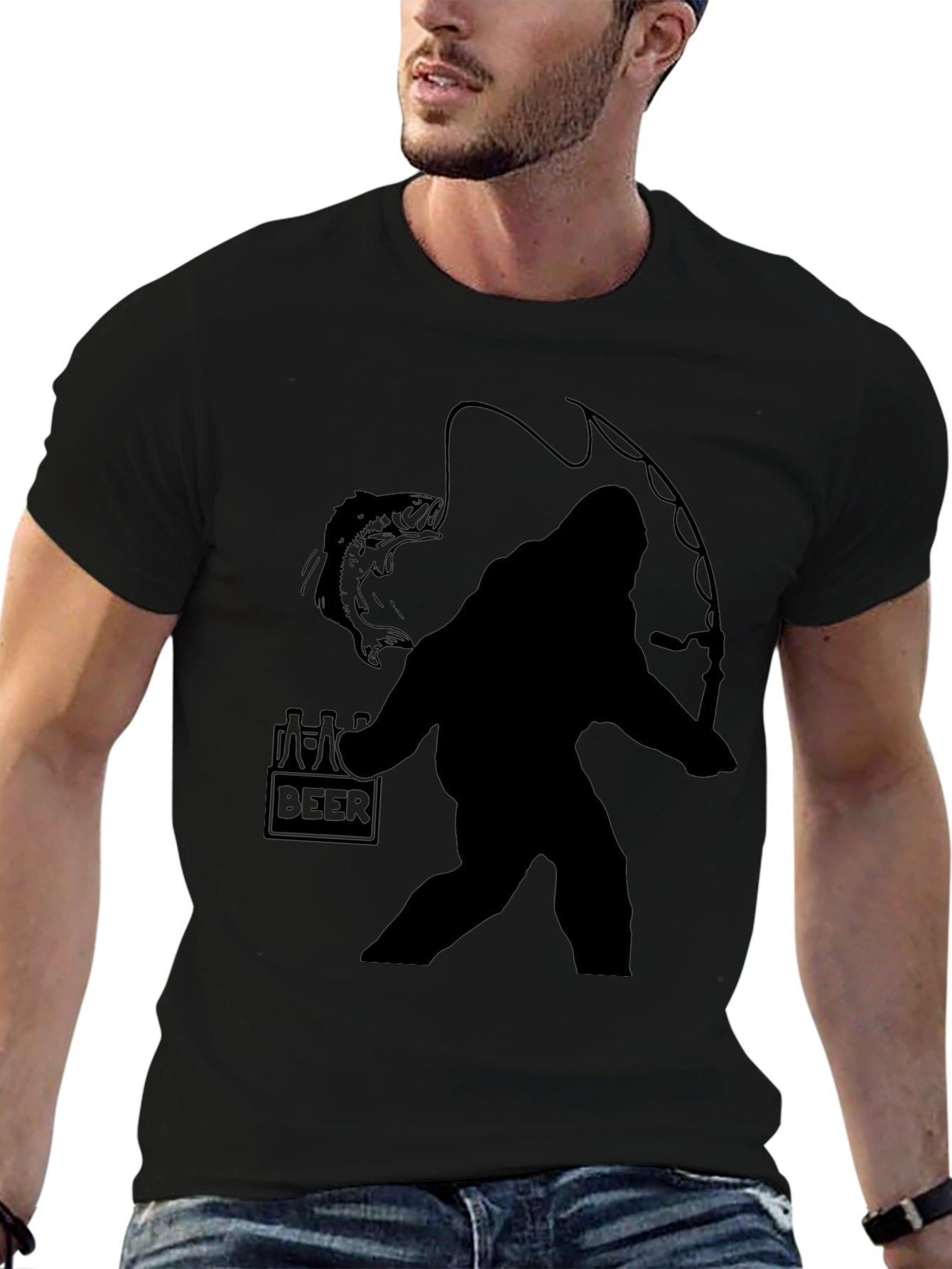 Sasquatch Fishing Beer T-Shirt