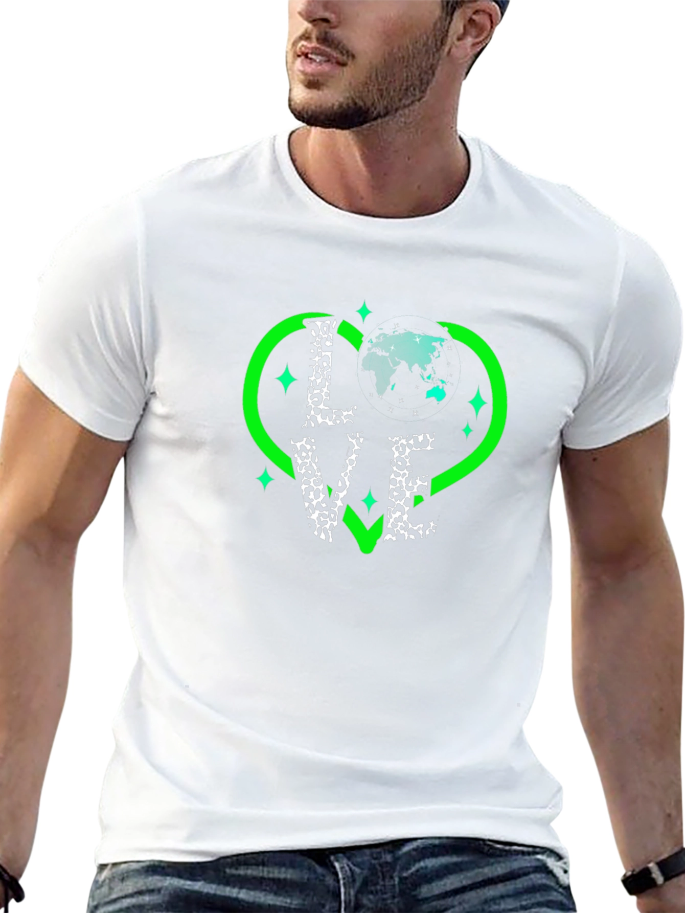 Love the World Tee - Green Heart Design