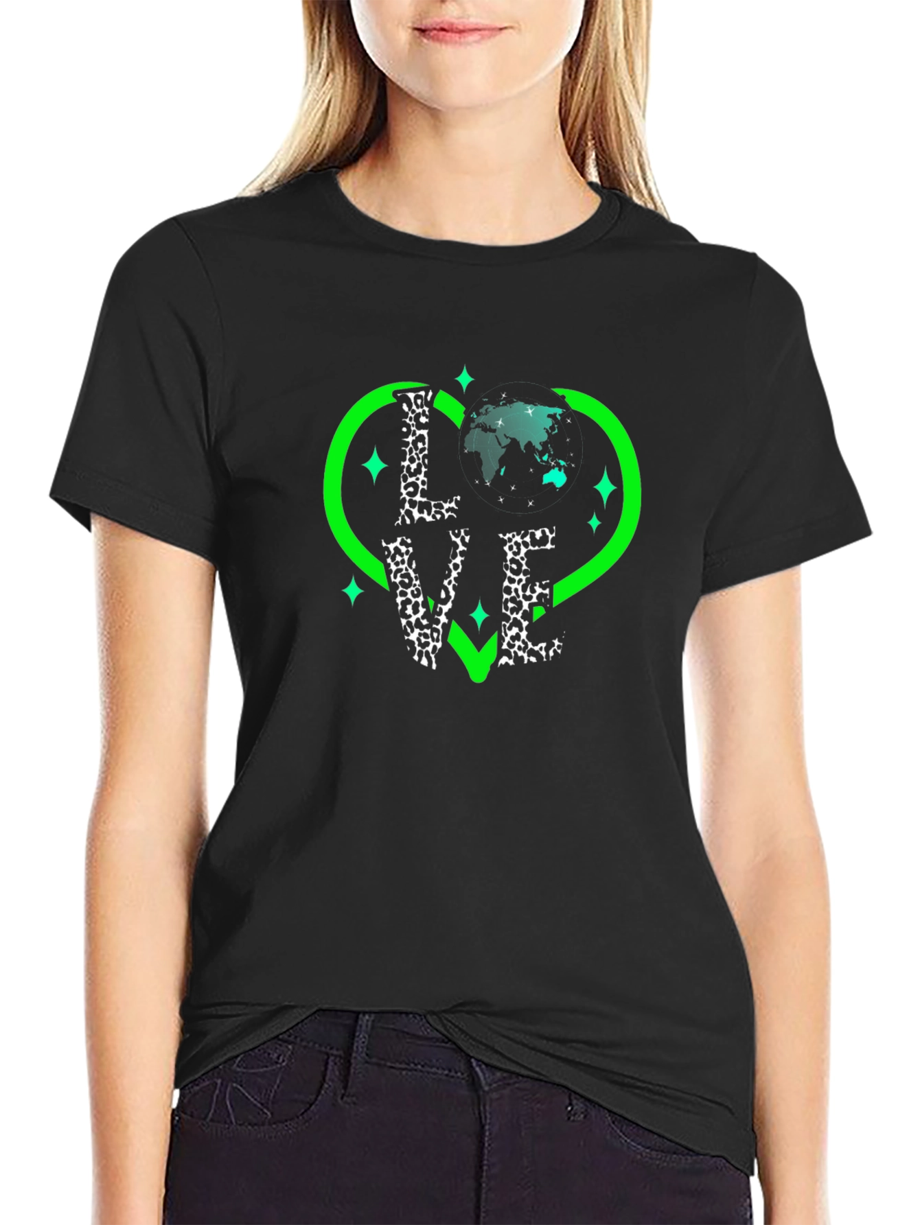 Love the World Tee - Green Heart Design