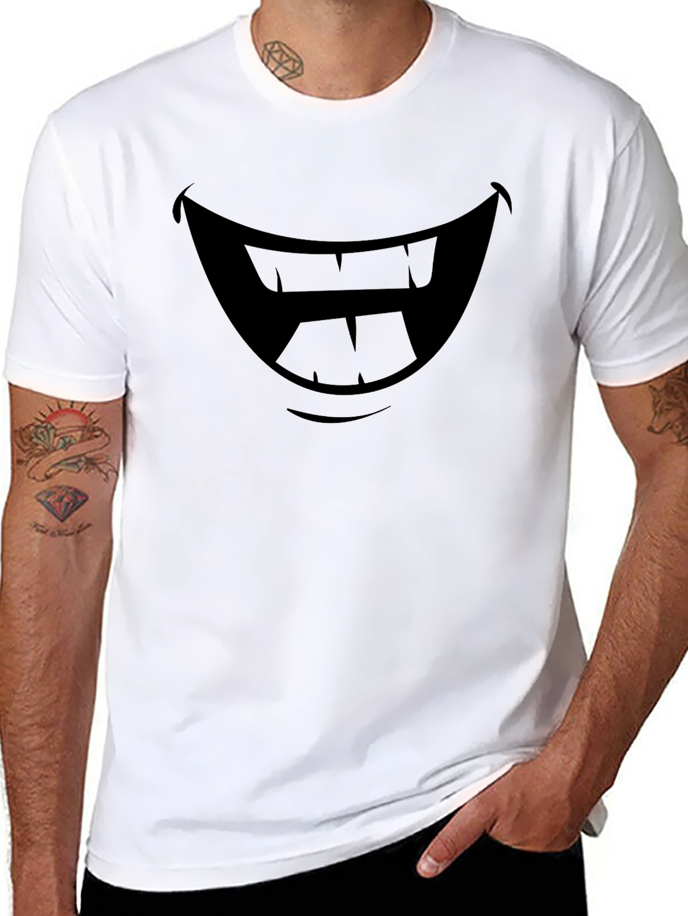 Cartoon Smile Graphic Tee - Black
