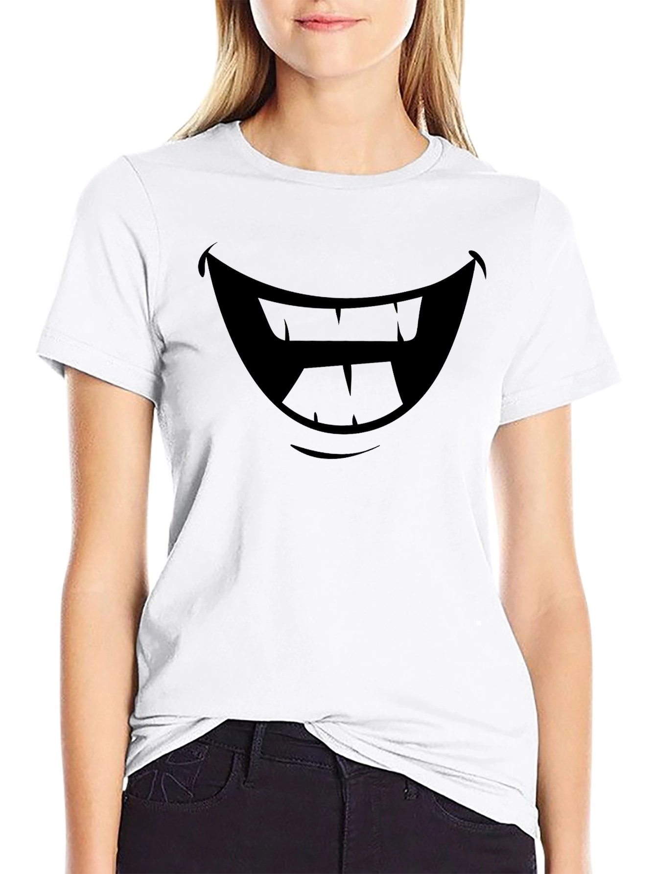 Cartoon Smile Graphic Tee - Black