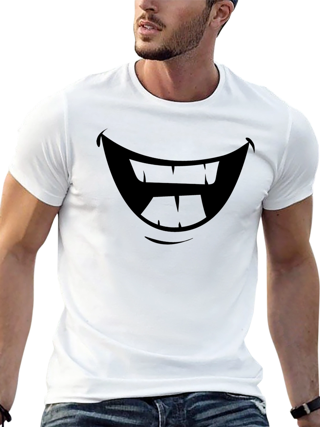 Cartoon Smile Graphic Tee - Black