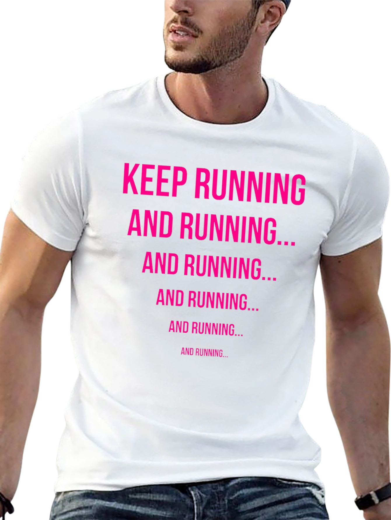 Keep Running Graphic Tee - Black Cotton Casual Top