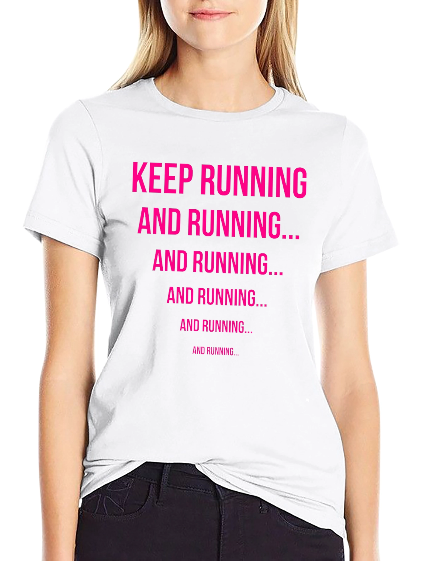 Keep Running Graphic Tee - Black Cotton Casual Top