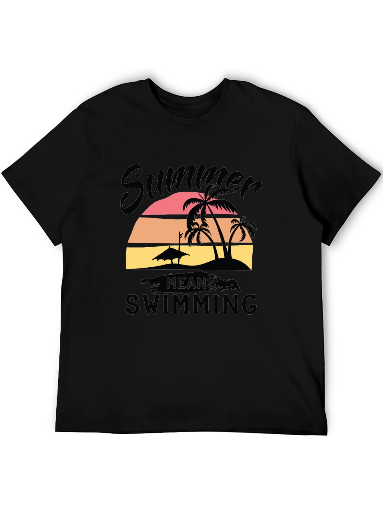 Summer Swimming T-Shirt Black Cotton Blend