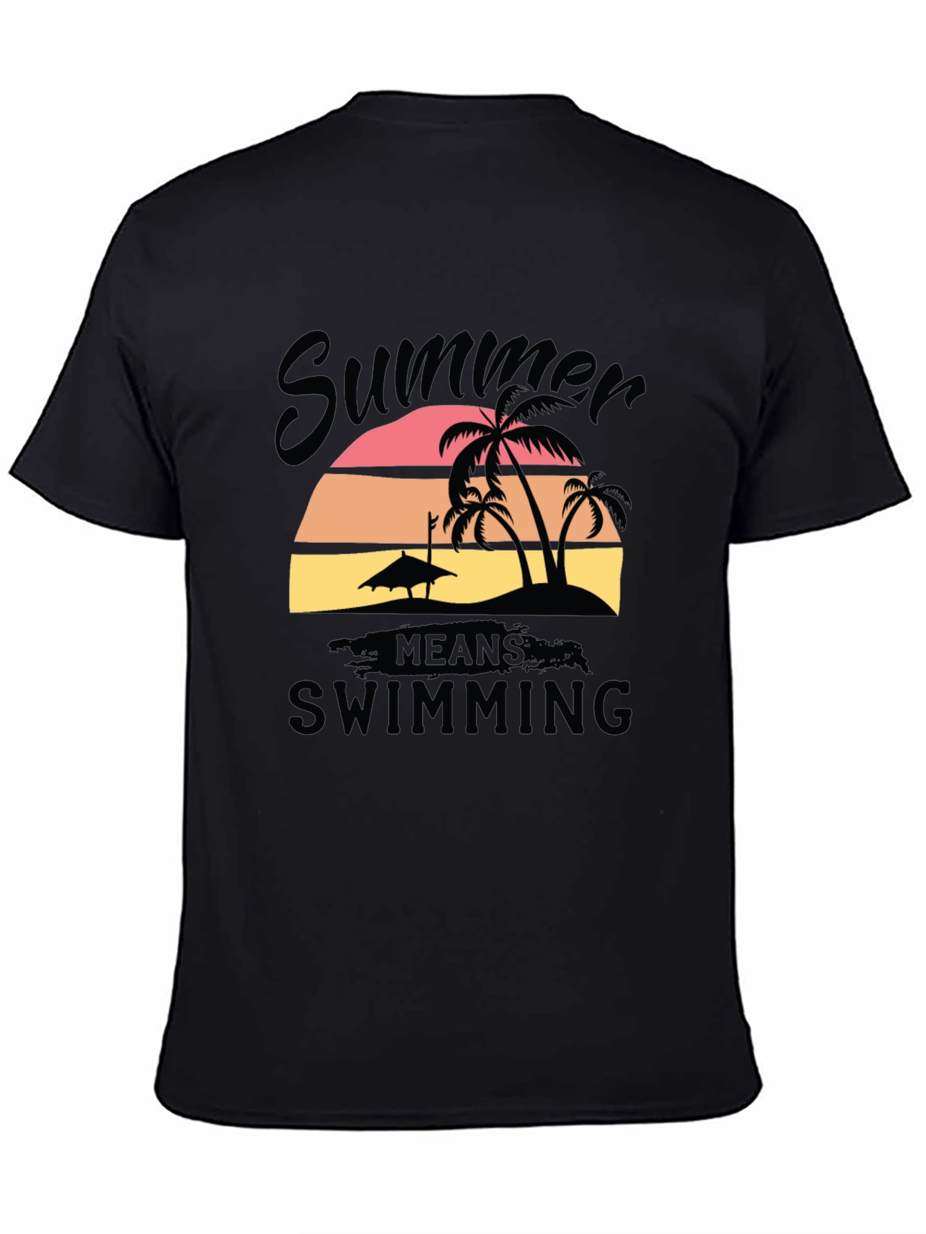 Summer Swimming T-Shirt Black Cotton Blend