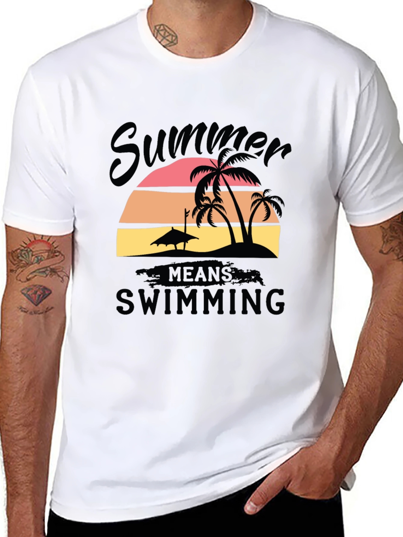 Summer Swimming T-Shirt Black Cotton Blend