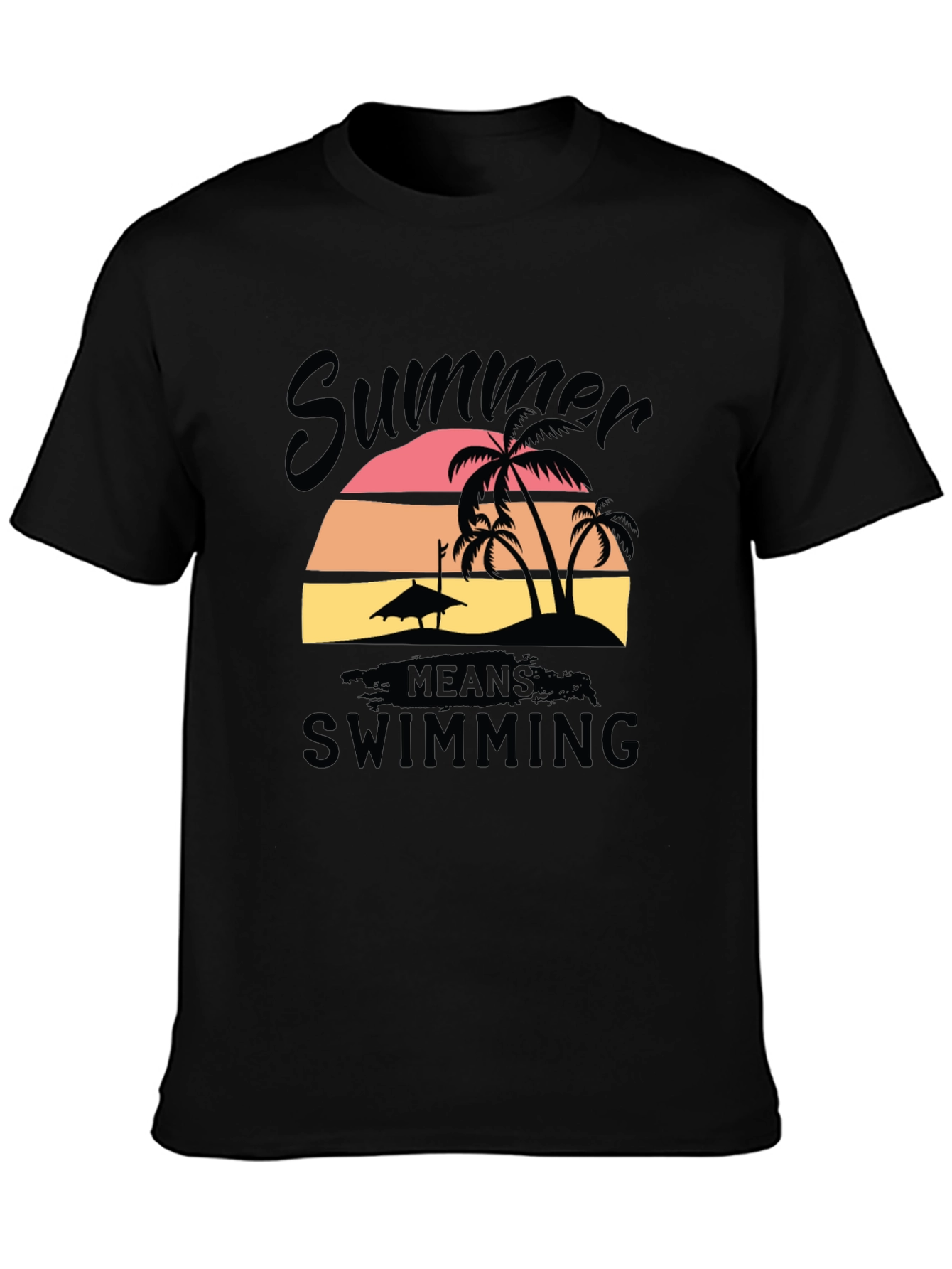 Summer Swimming T-Shirt Black Cotton Blend
