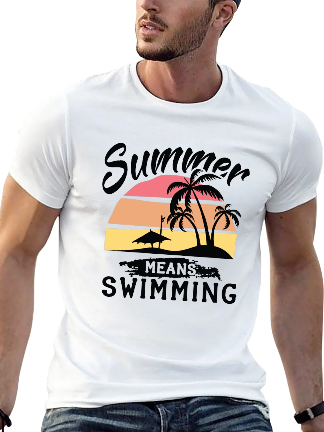 Summer Swimming T-Shirt Black Cotton Blend