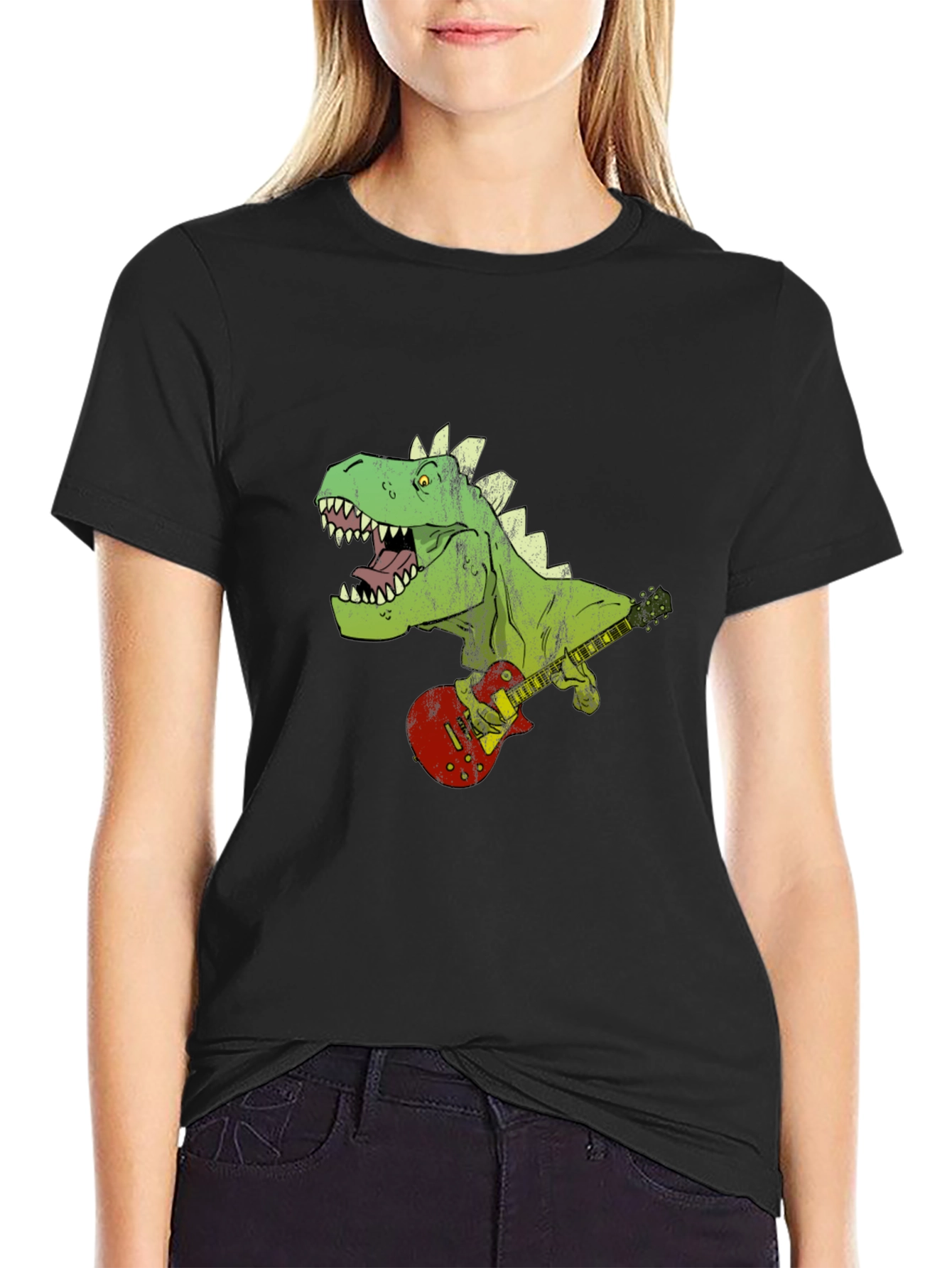 Dino Guitarist Graphic Tee - Rock n Roar!