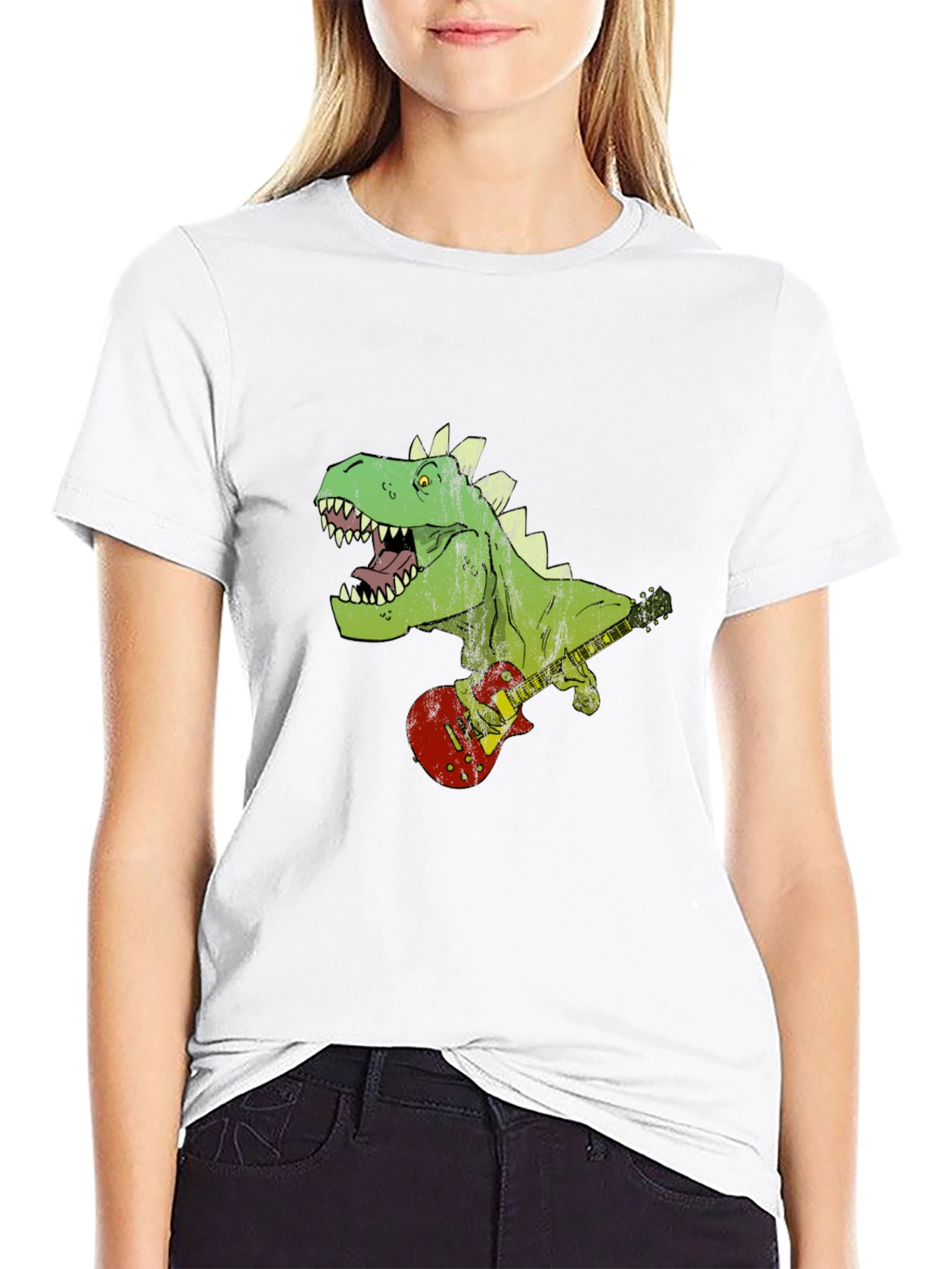 Dino Guitarist Graphic Tee - Rock n Roar!