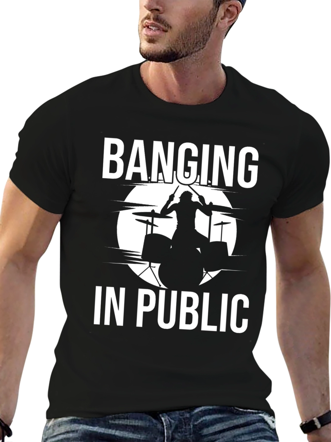 Banging In Public Drummer Graphic Tee