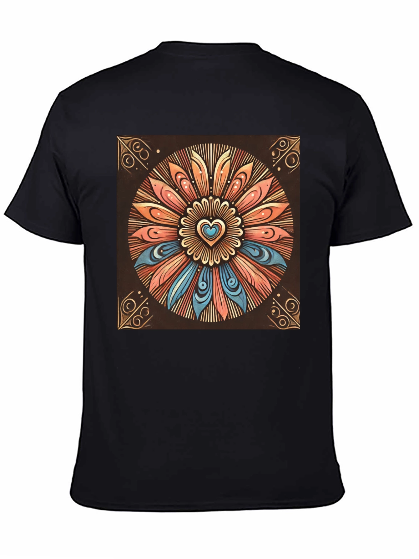 Boho Heart Mandala Graphic Tee - Stylish Comfort