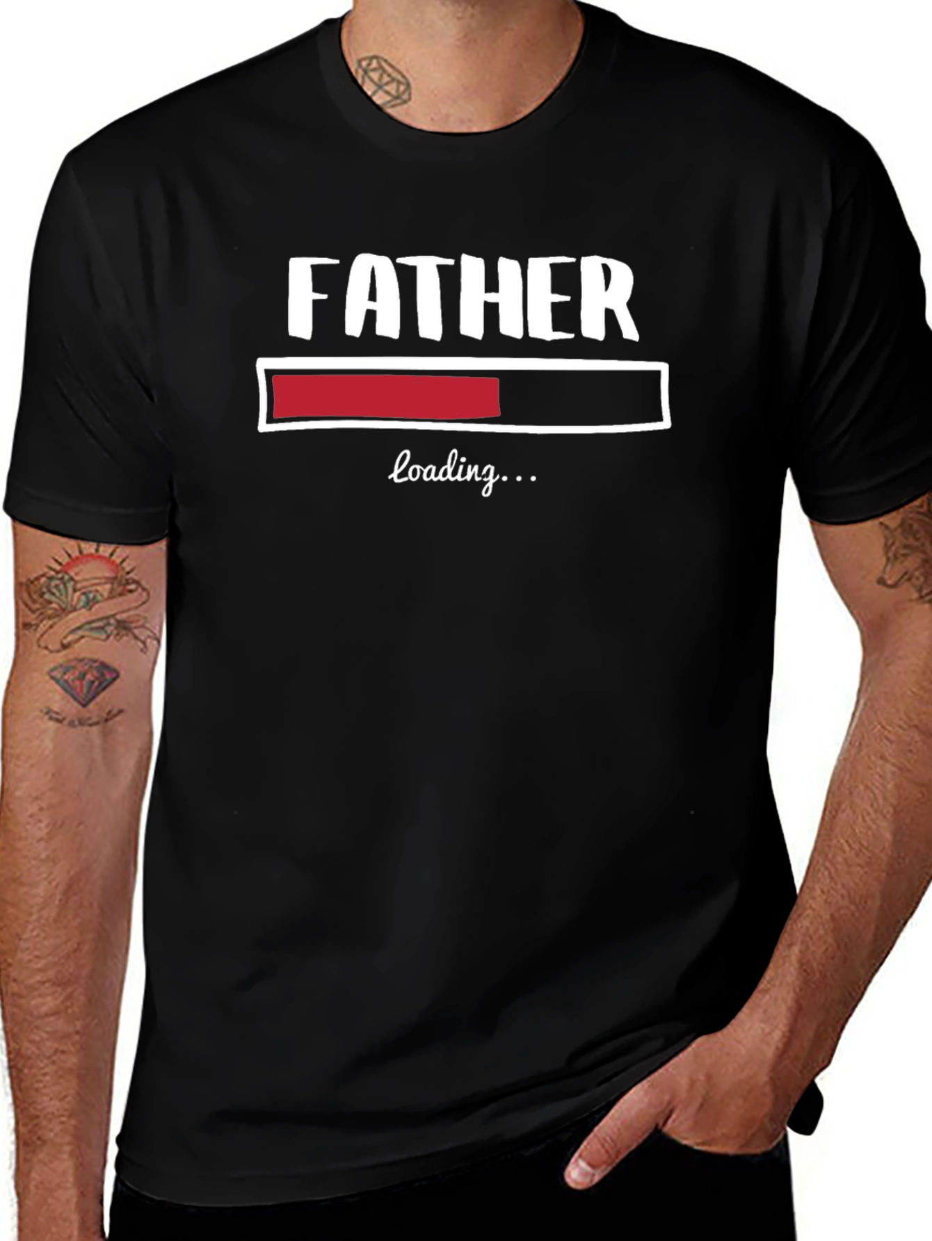 Father Loading Funny Graphic T-Shirt - Black
