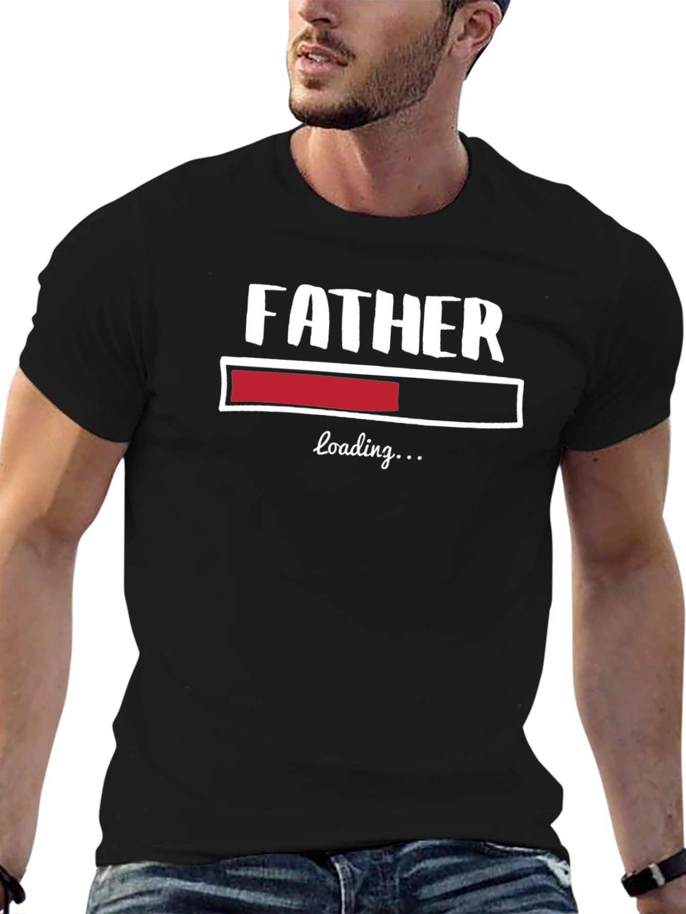 Father Loading Funny Graphic T-Shirt - Black