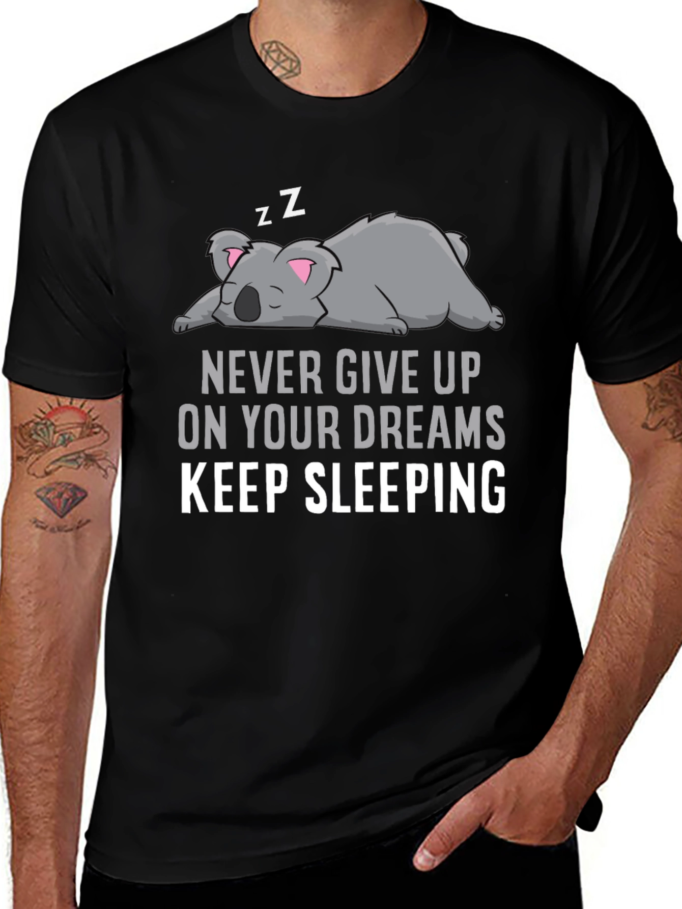 Never Give Up Keep Sleeping Graphic Tee