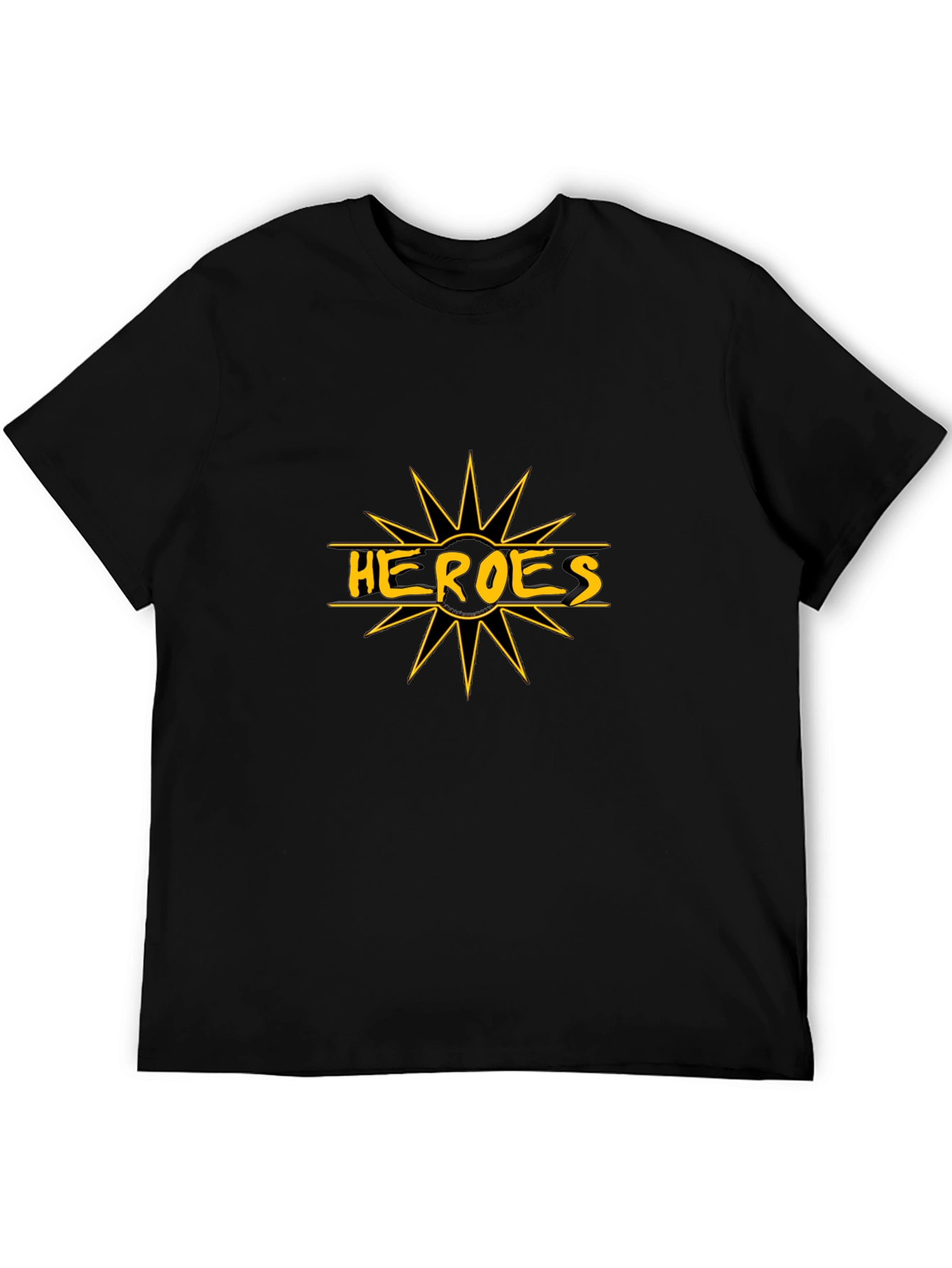 Heroes Graphic Tee - Black Cotton T-Shirt