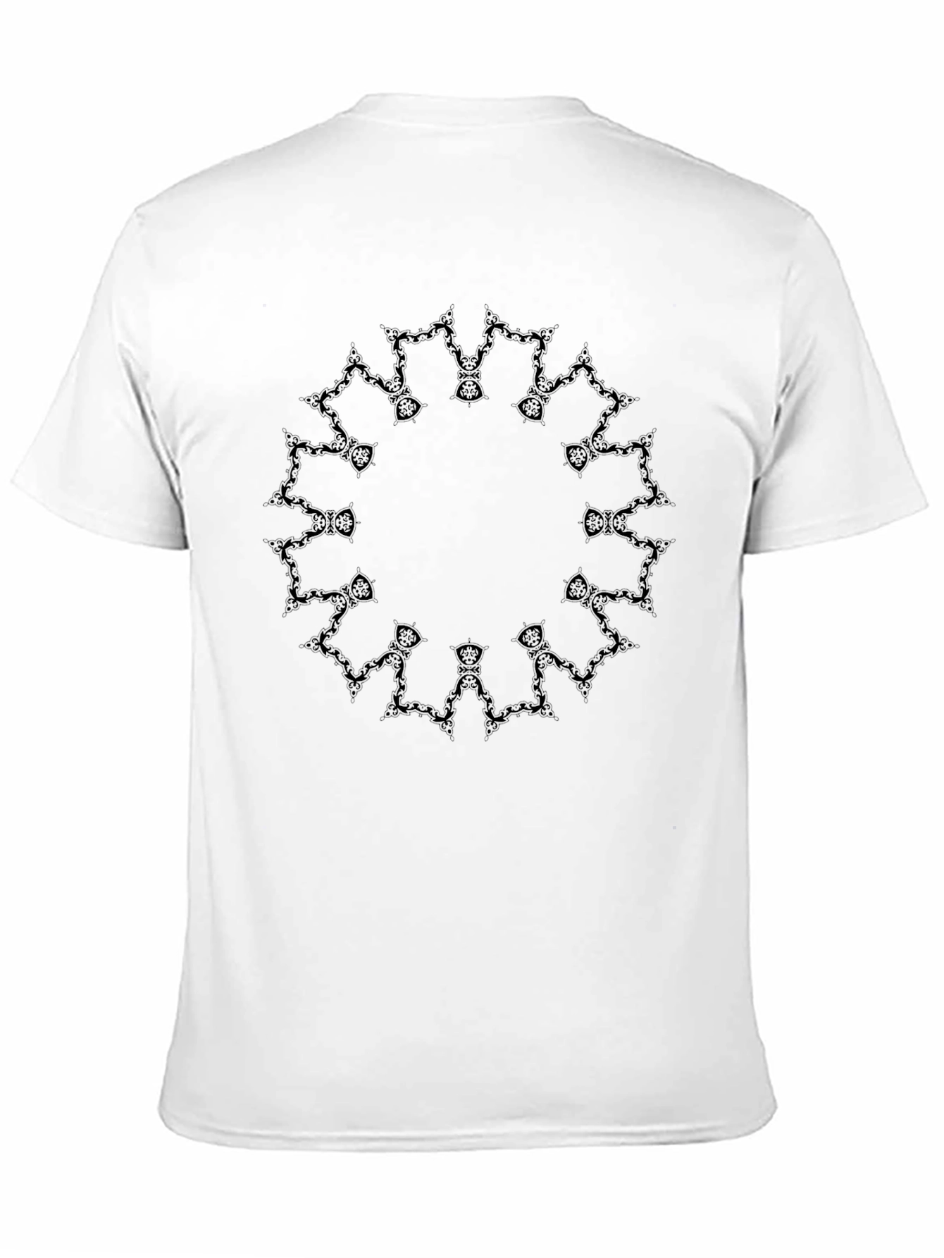Mens Black Tee with Circular Abstract Design