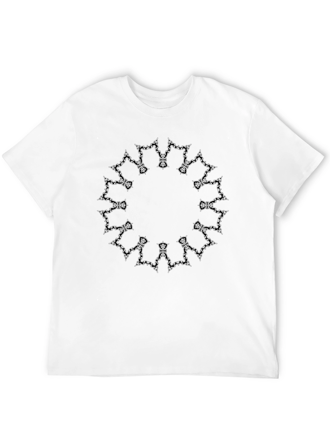 Mens Black Tee with Circular Abstract Design