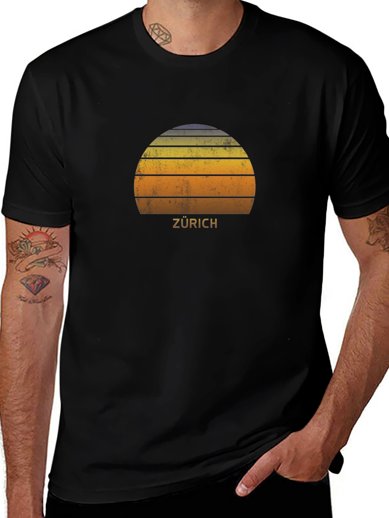 Zurich Retro Sunset T-Shirt - Stylish City Souvenir