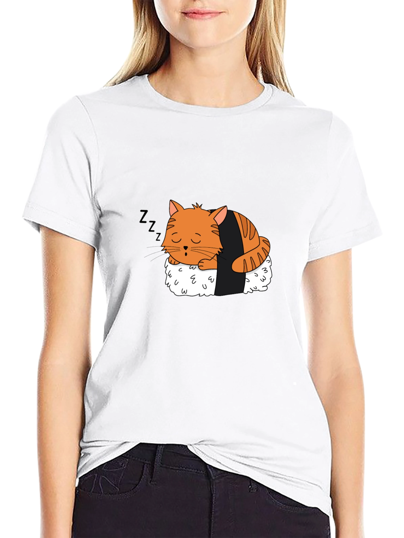 Sushi Cat Nap T-Shirt - Adorable Design
