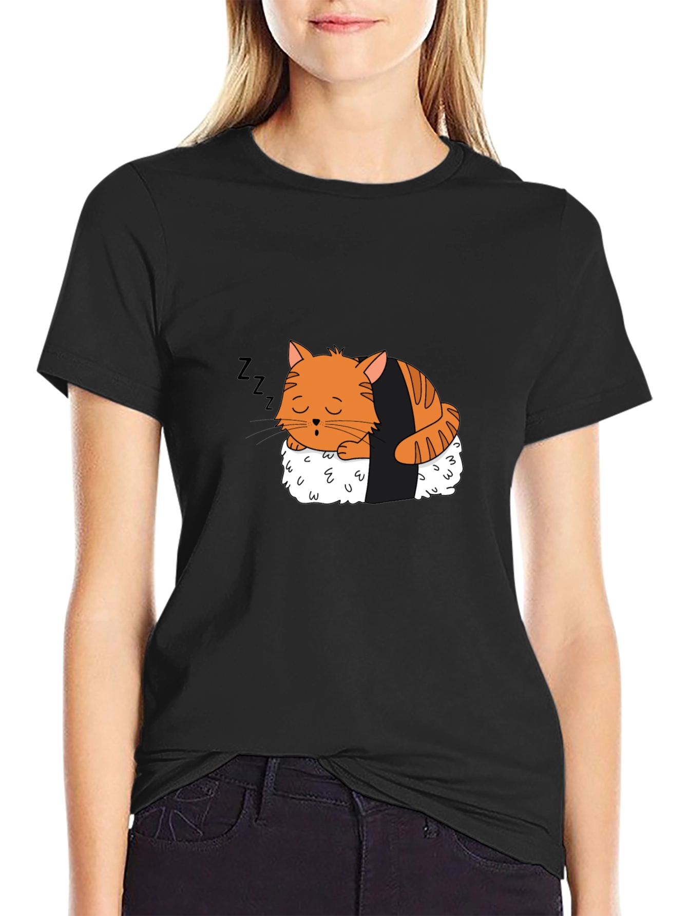 Sushi Cat Nap T-Shirt - Adorable Design