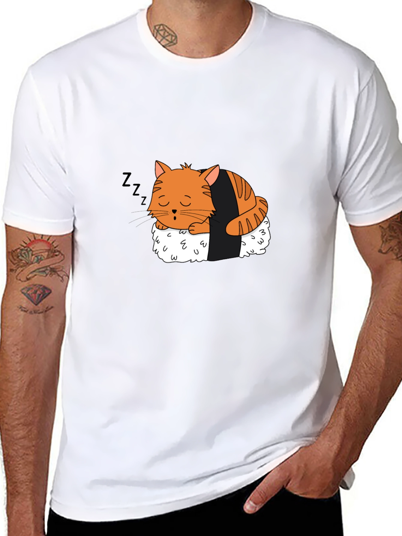 Sushi Cat Nap T-Shirt - Adorable Design