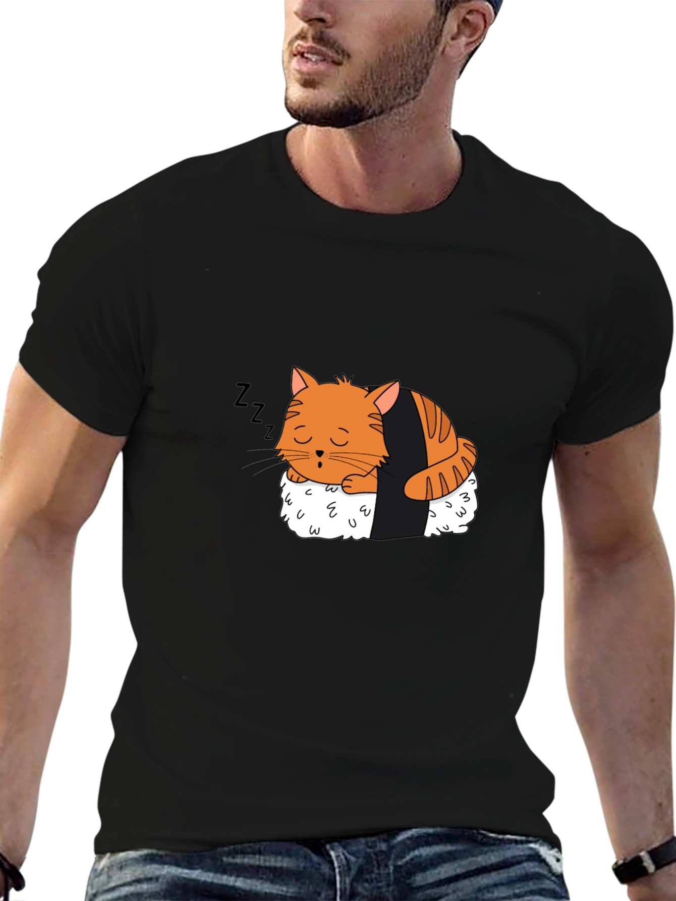 Sushi Cat Nap T-Shirt - Adorable Design