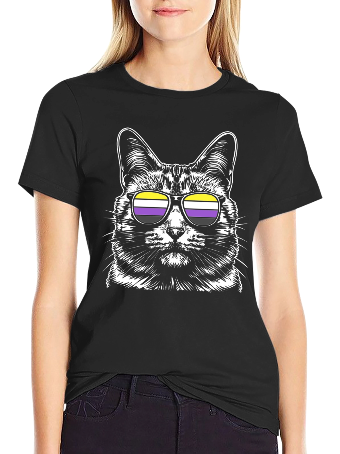 Cool Cat Nonbinary Pride T-Shirt