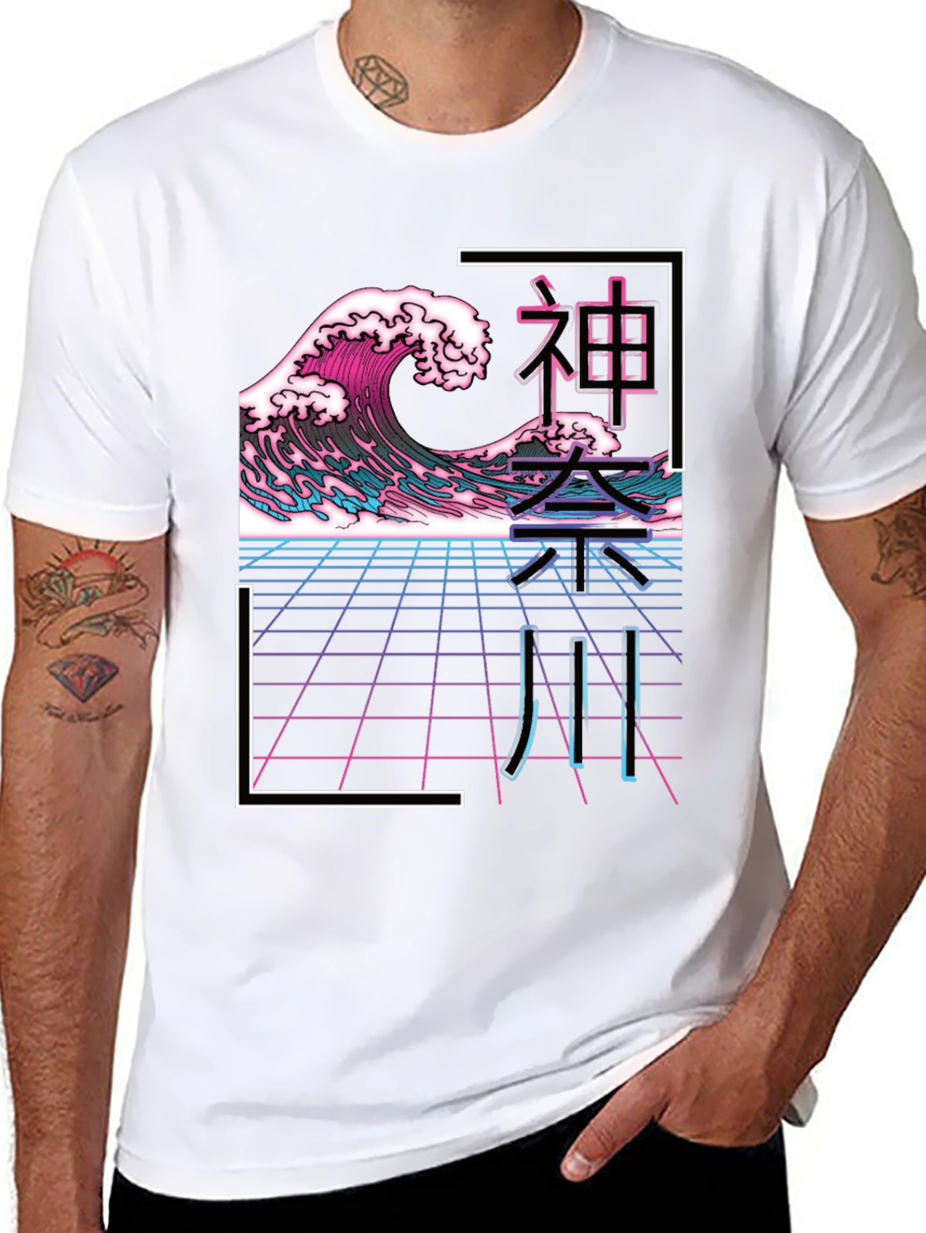 Retro Wave Graphic Tee - Japanese Style