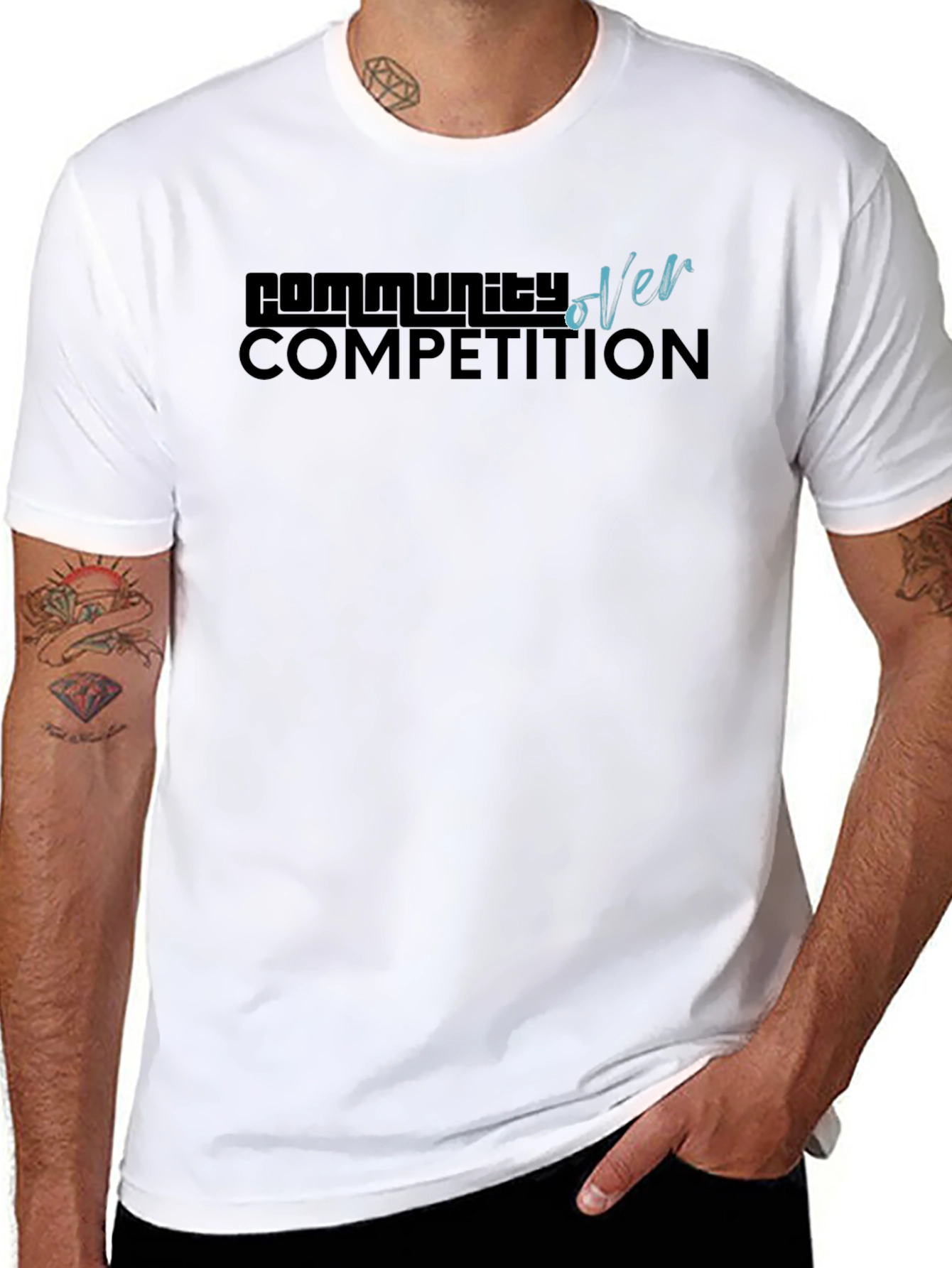 Community Over Competition Black Graphic Tee