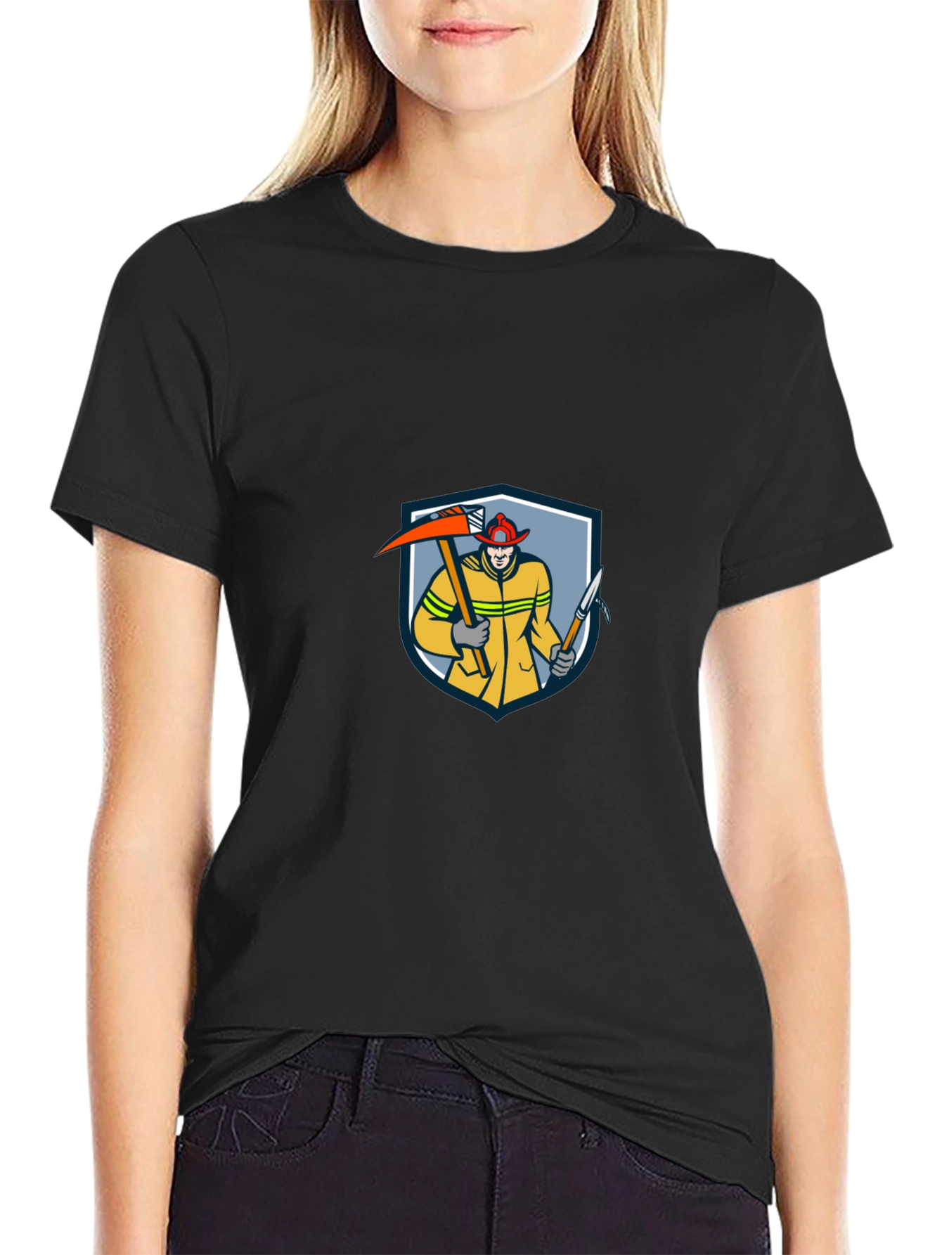 Firefighter Graphic Tee - Black Cotton Shirt