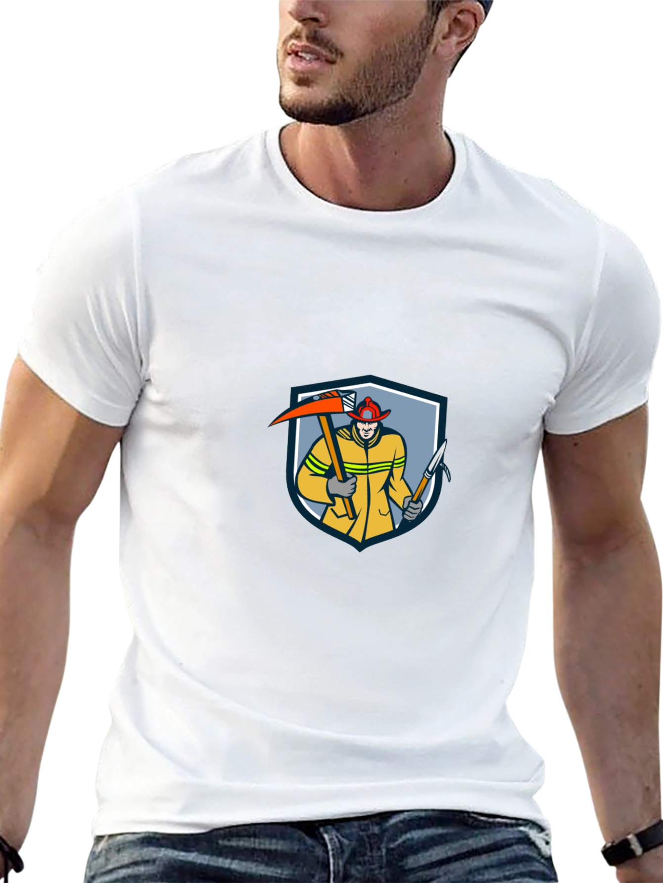 Firefighter Graphic Tee - Black Cotton Shirt