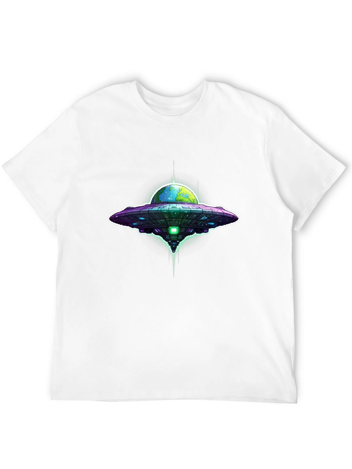 UFO Earth Abduction Graphic Tee - Black