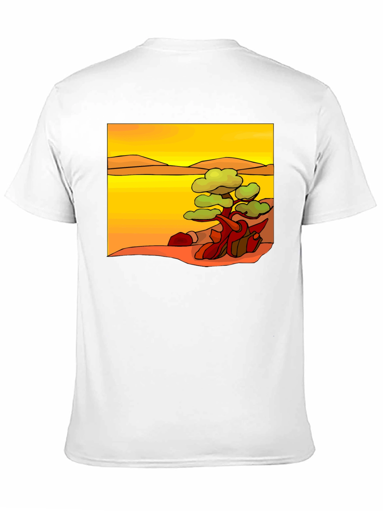 Stylized Desert Tree Graphic Tee - Black