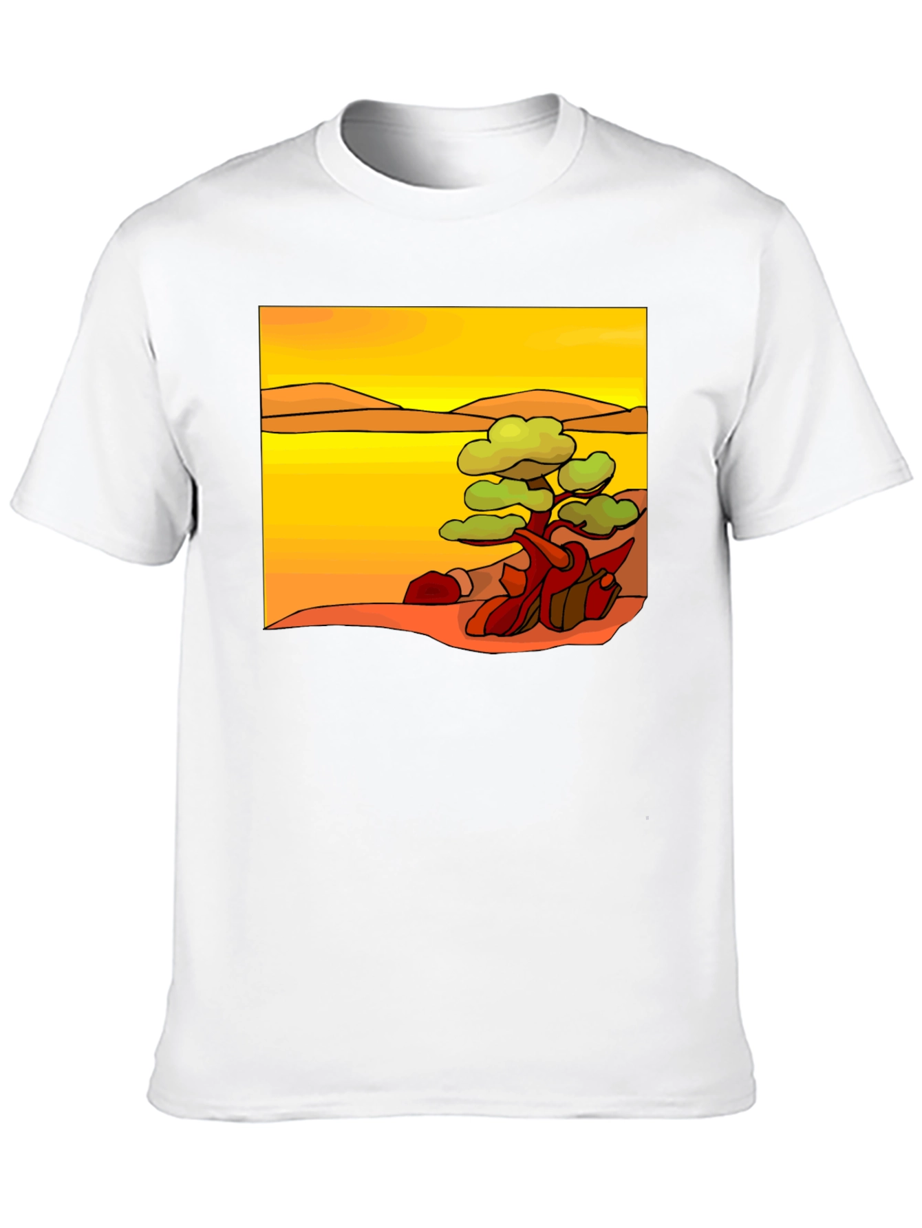 Stylized Desert Tree Graphic Tee - Black