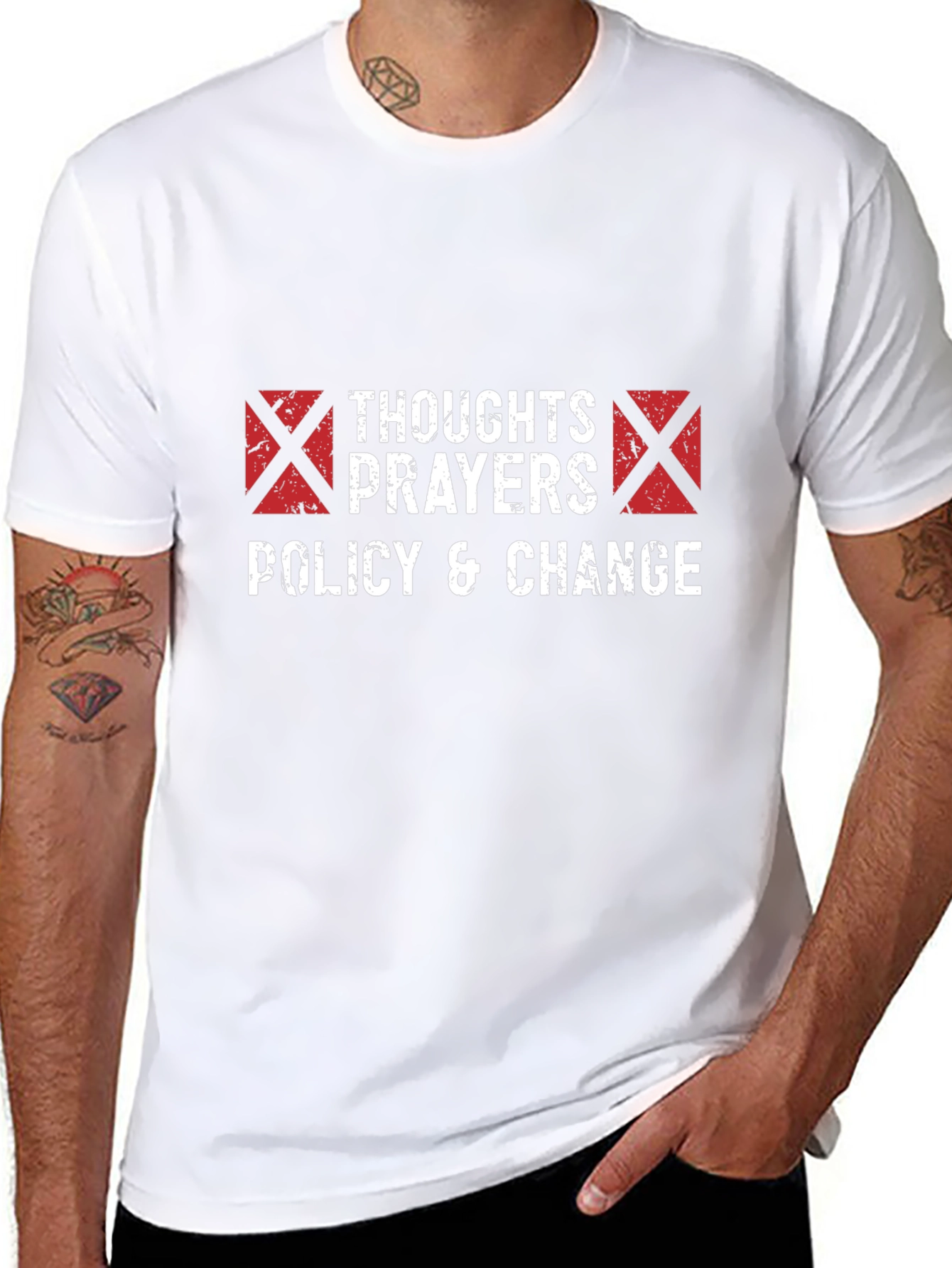 Thoughts Prayers Policy & Change T-Shirt