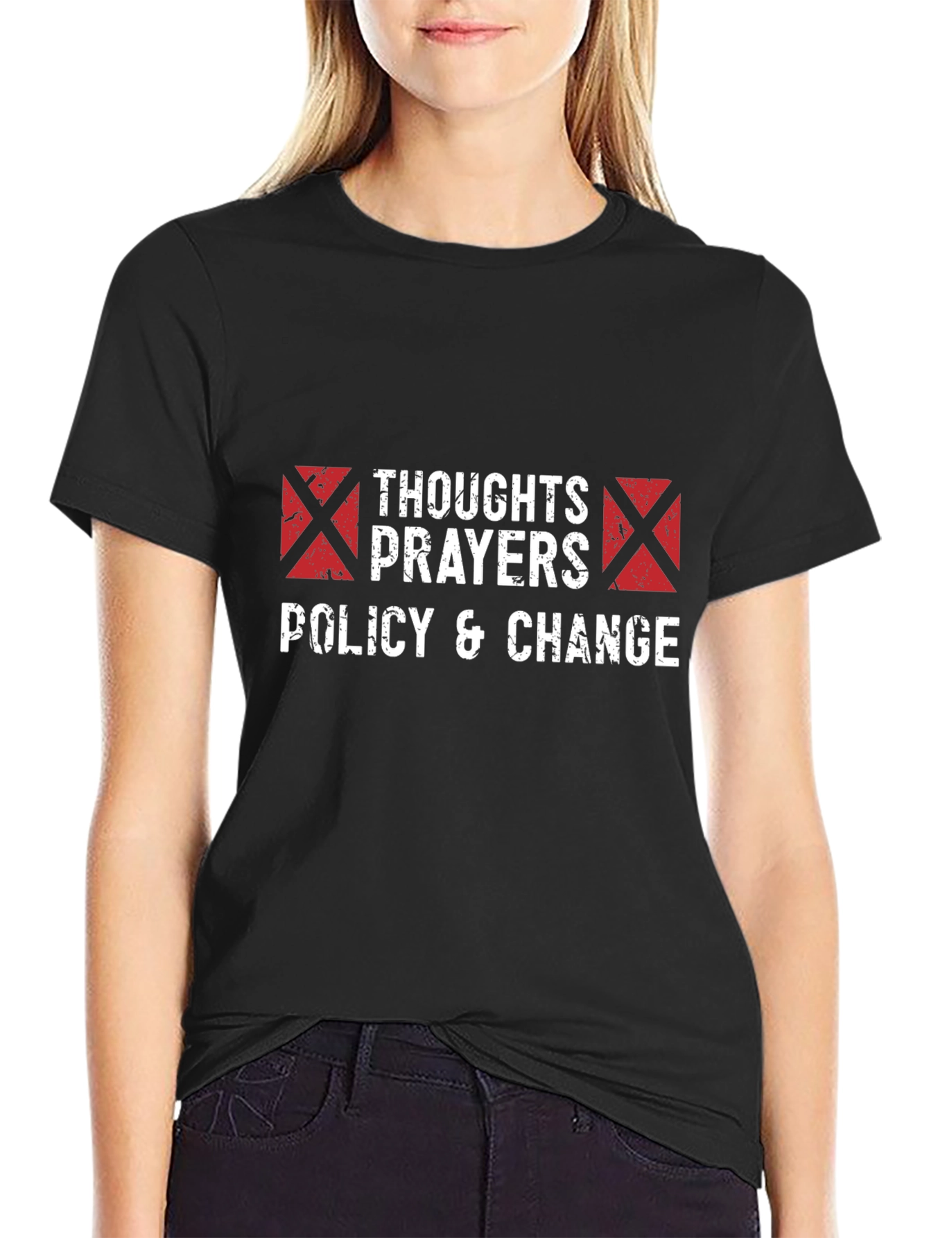 Thoughts Prayers Policy & Change T-Shirt