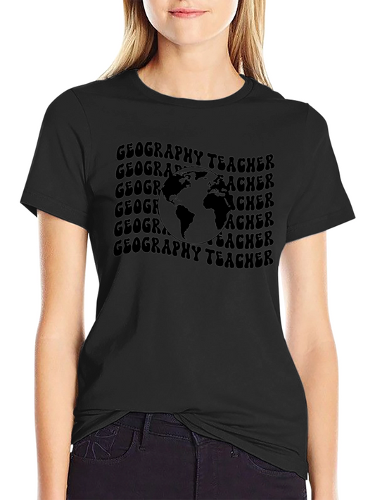 Geography Teacher Graphic T-Shirt - Black