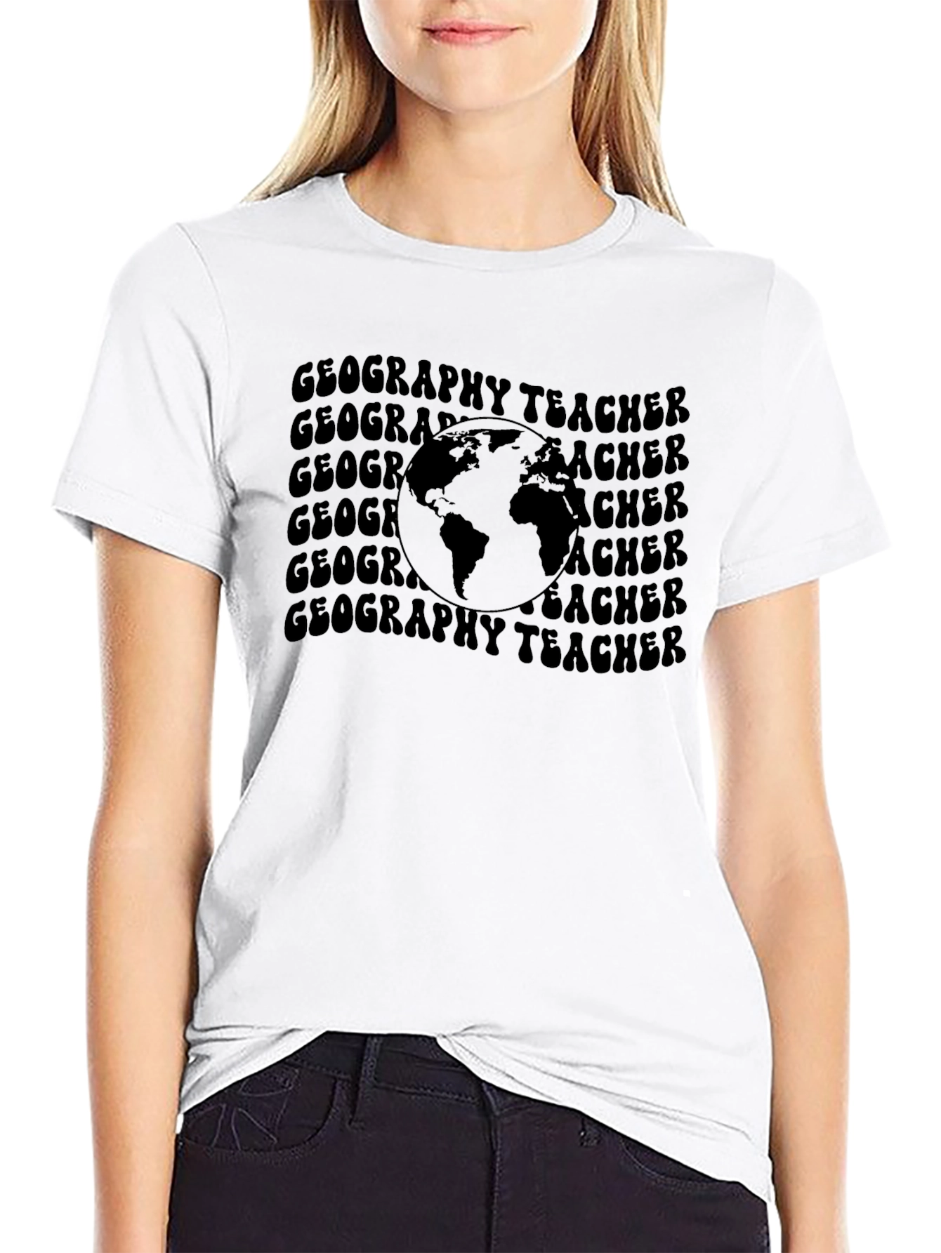 Geography Teacher Graphic T-Shirt - Black