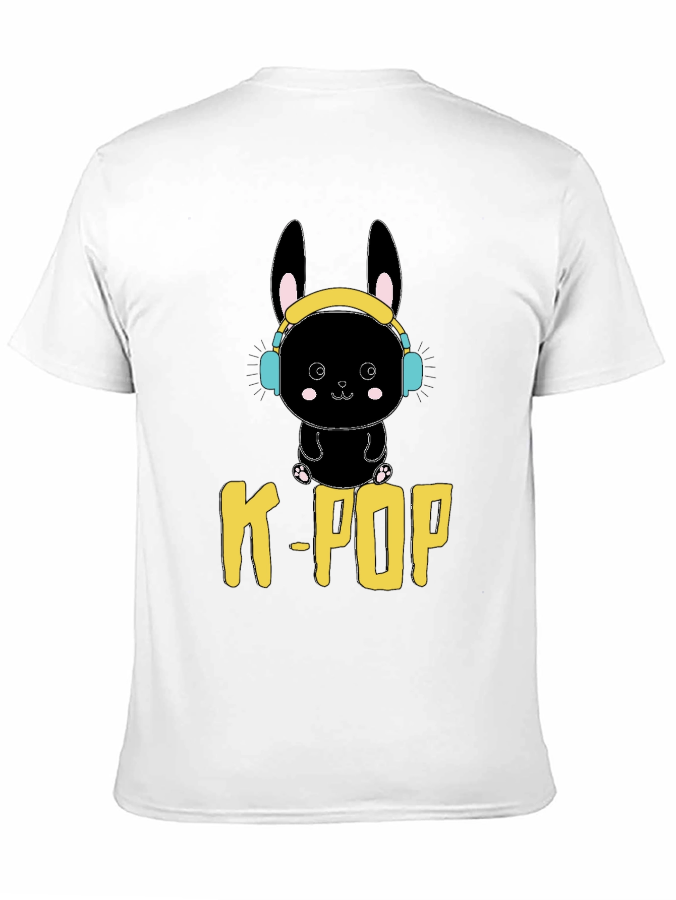 K-Pop Bunny Graphic Tee - Black