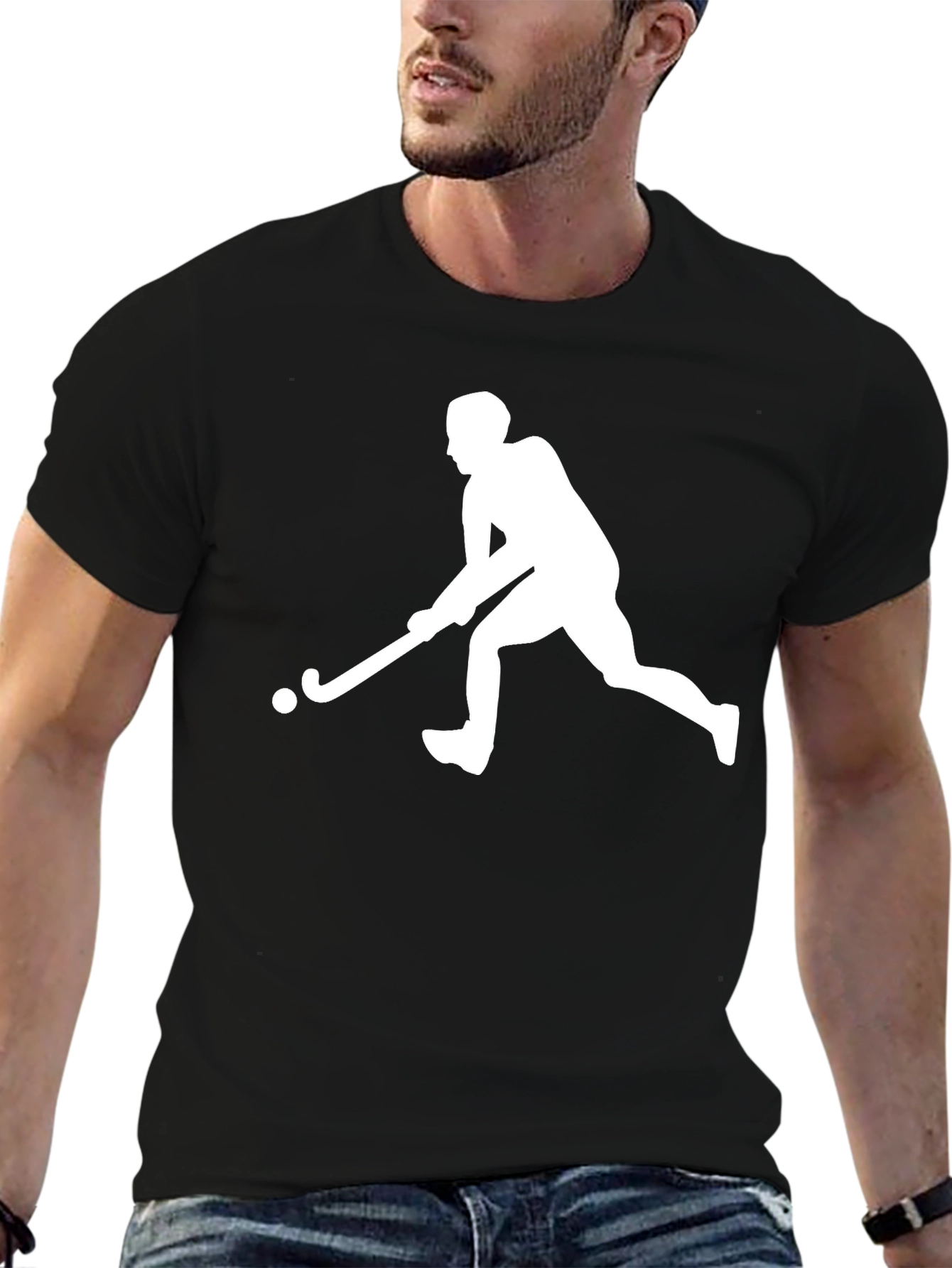Hockey Player Graphic Tee - Black