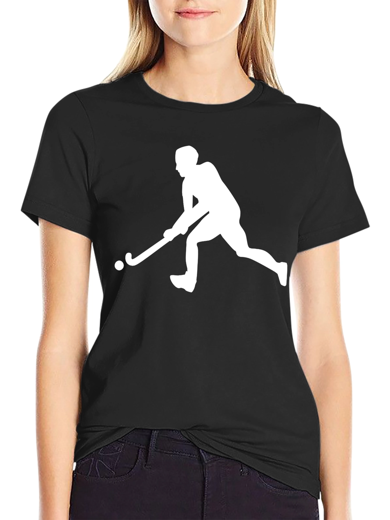 Hockey Player Graphic Tee - Black